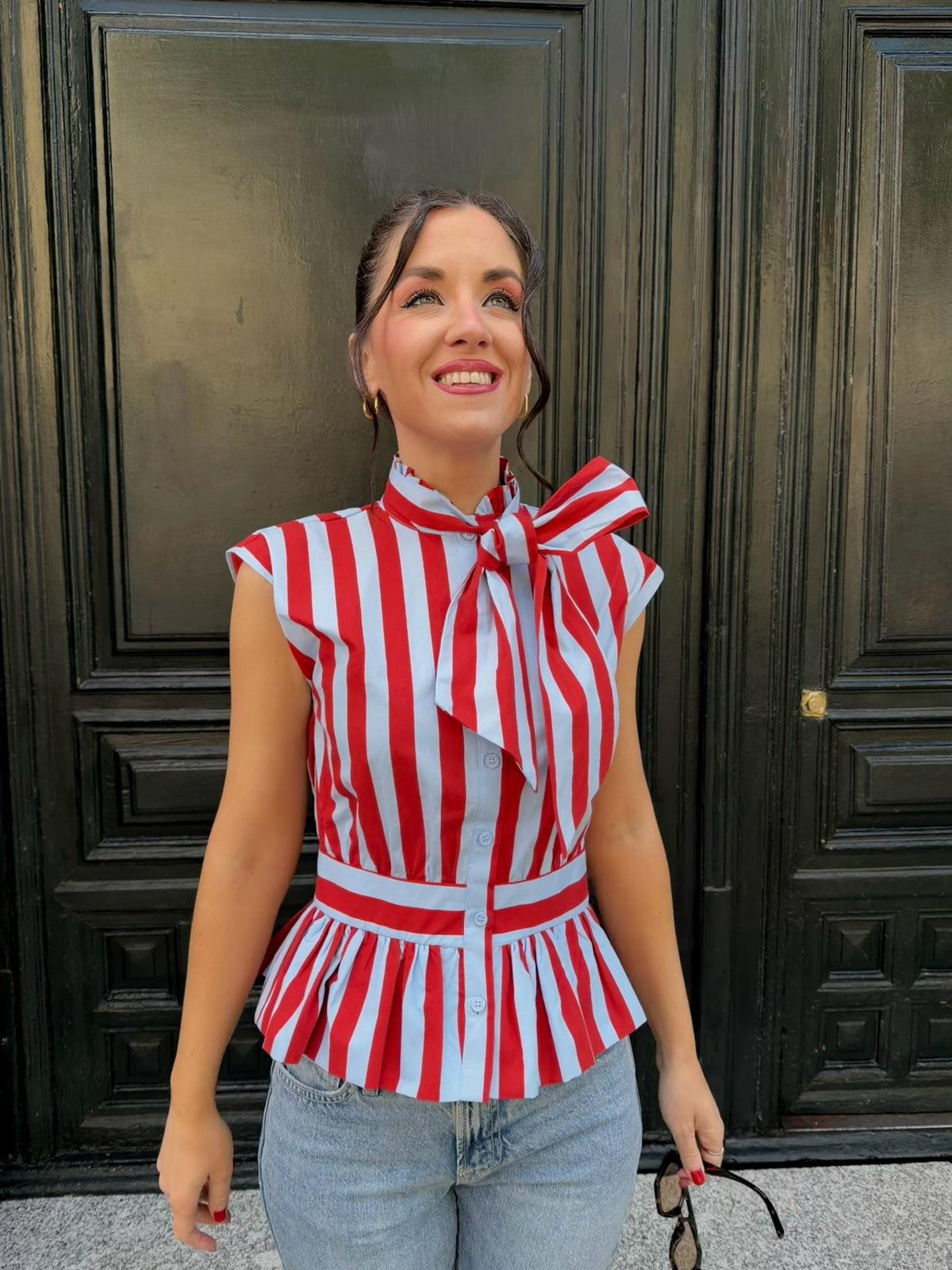 Carnival Striped Bow Blouse