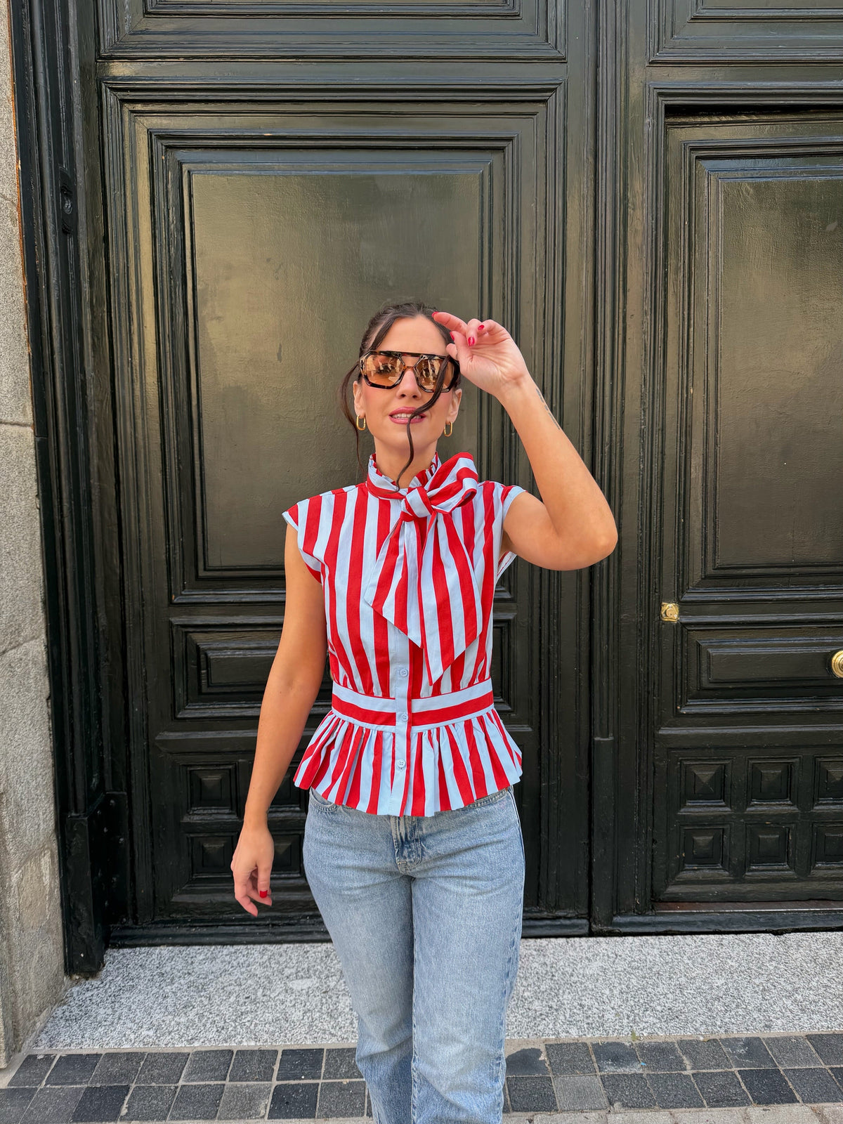 Carnival Striped Bow Blouse