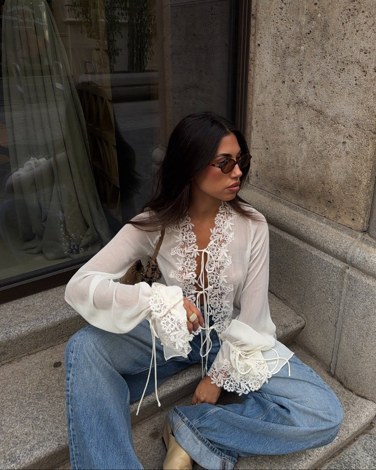 Kendall Front-Tie Lace Top