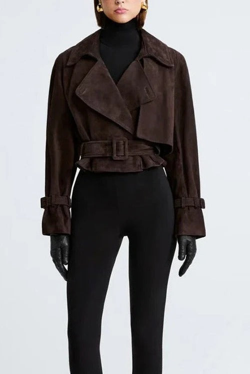 Banbury Faux Suede Cropped Trench Jacket
