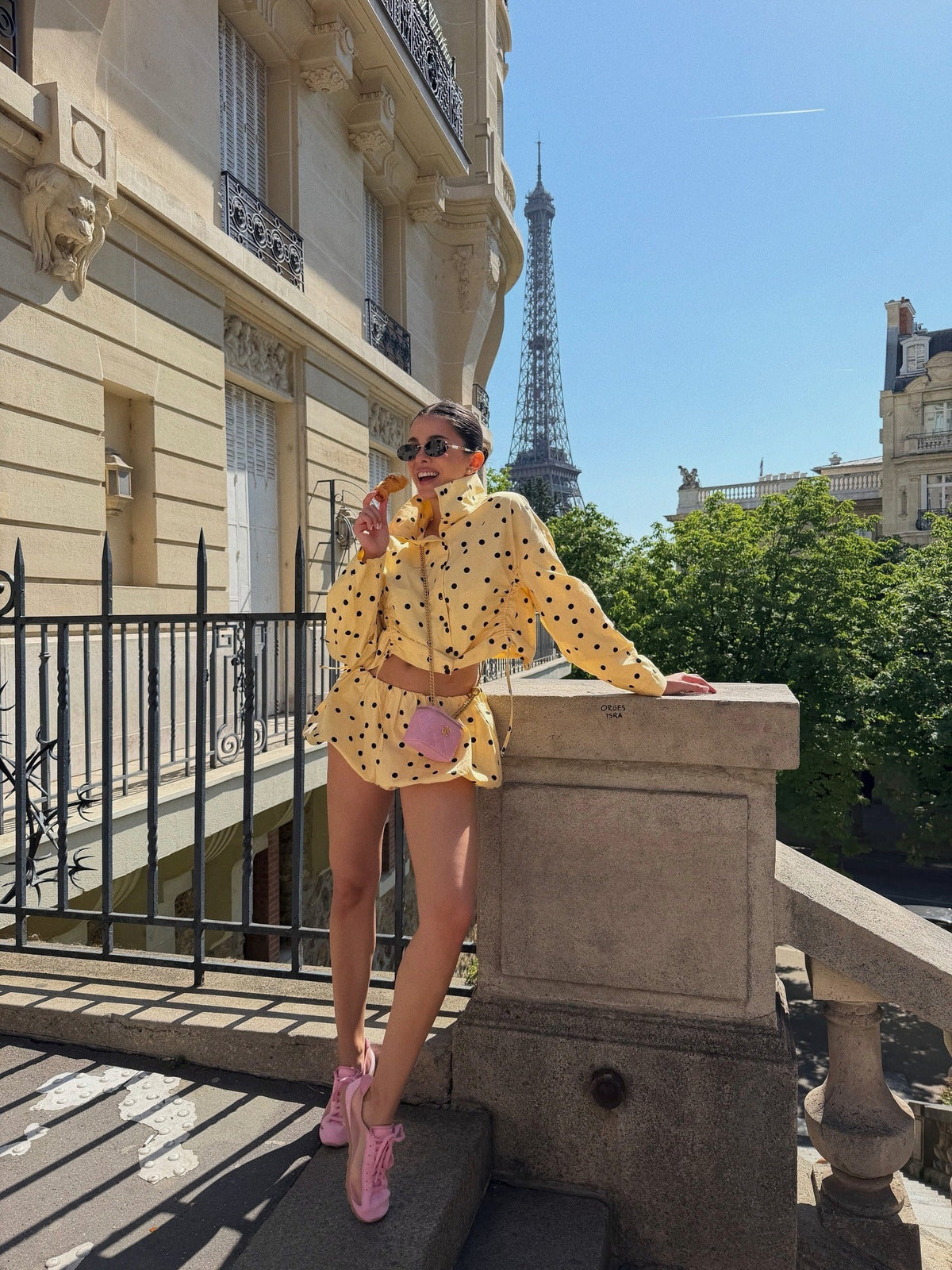 Butter Yellow Polka Dot Jacket & Bubble Shorts Set