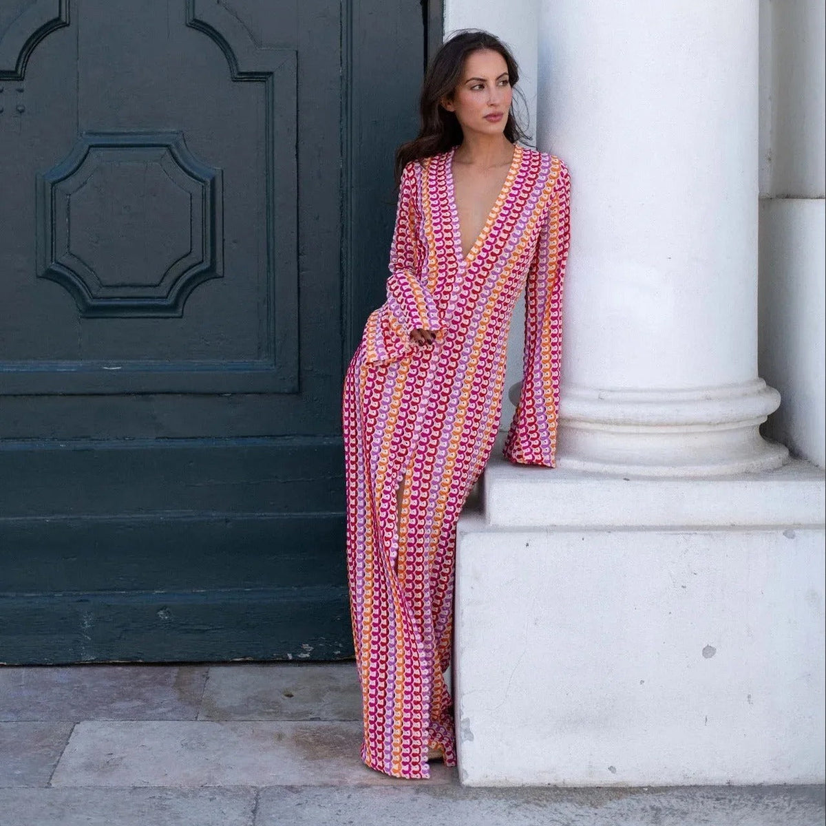 Marbelle Crochet Stripe Maxi Dress