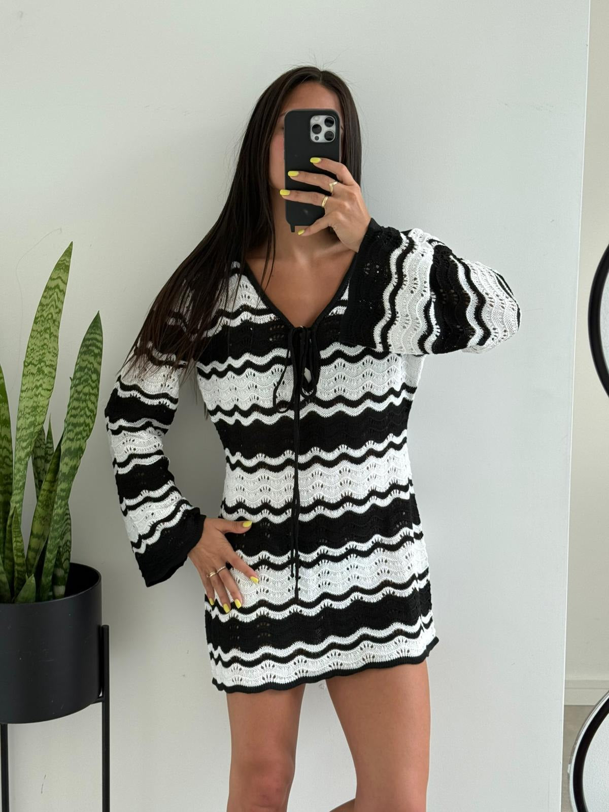 Camara Crochet Contrast Mini Dress