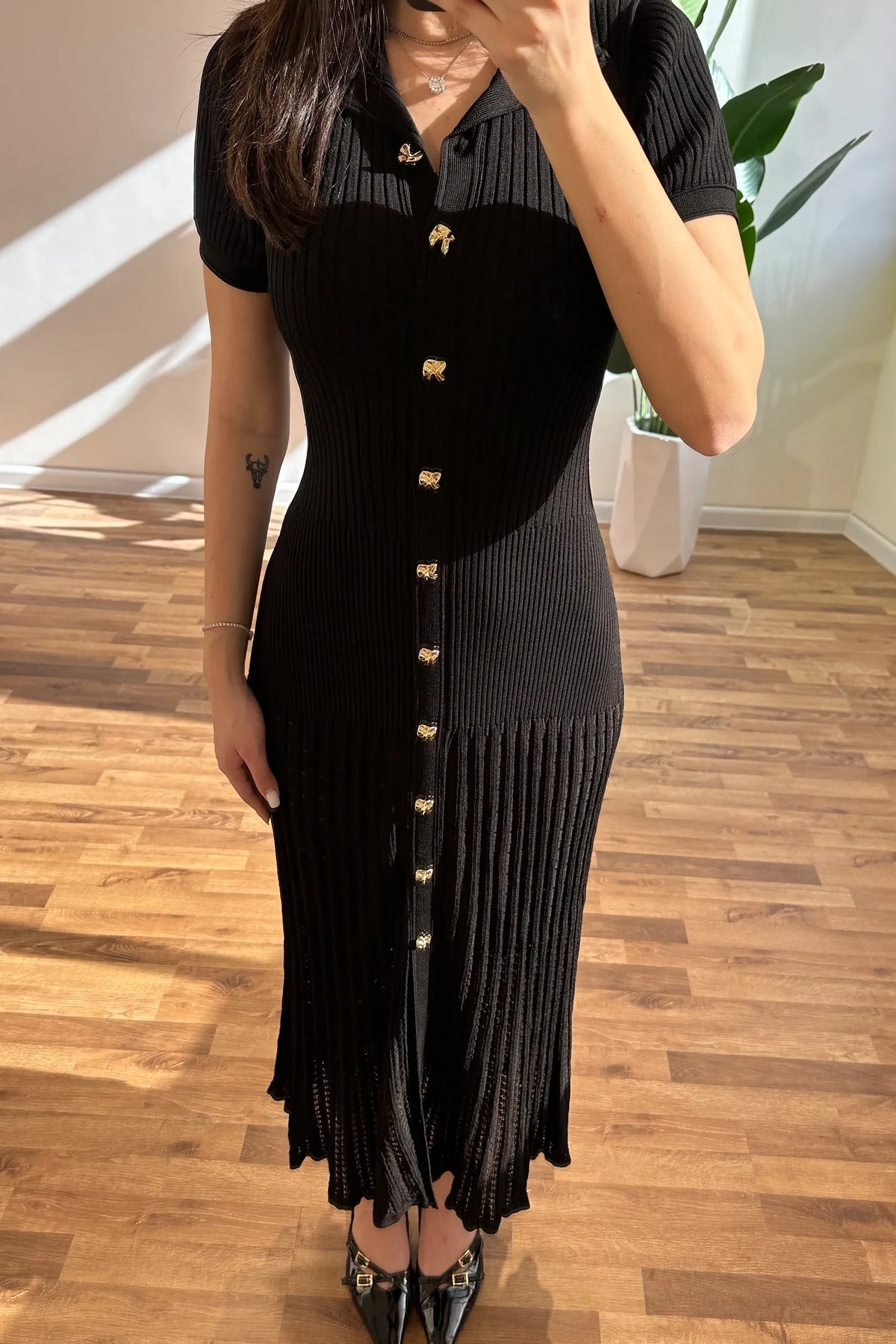 Riviera Ribbed Knit Polo Maxi Dress