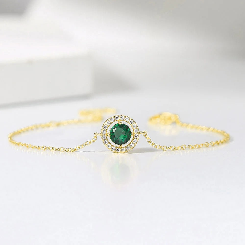 Vintage Gold Green Crystal & Pave Border Bracelet