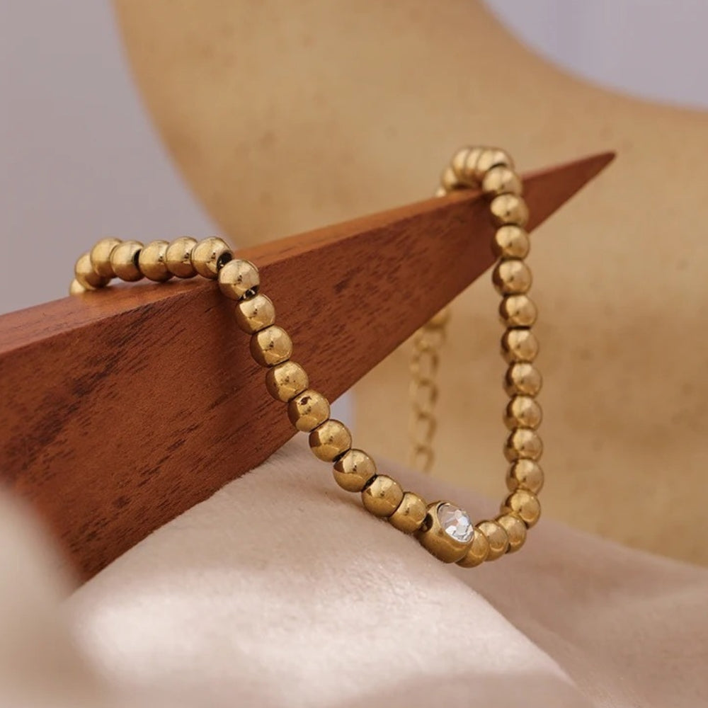 Vintage Gold Beaded Crystal Bracelet