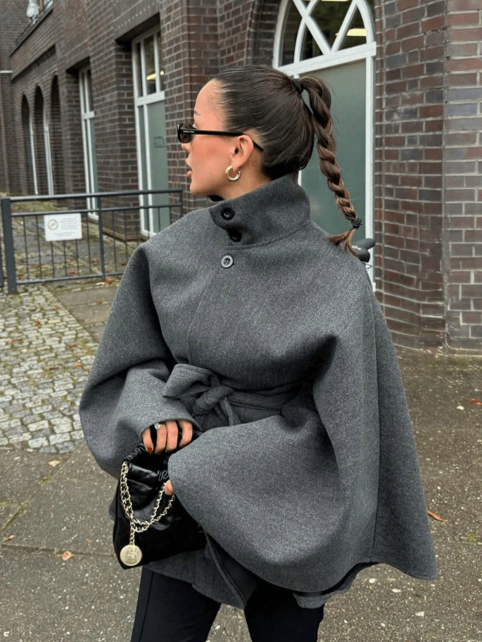 Diana Tricot Belted Cape Jacket