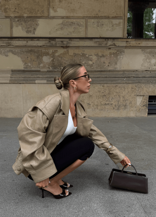 Banbury Double-Breasted Faux Leather Coat