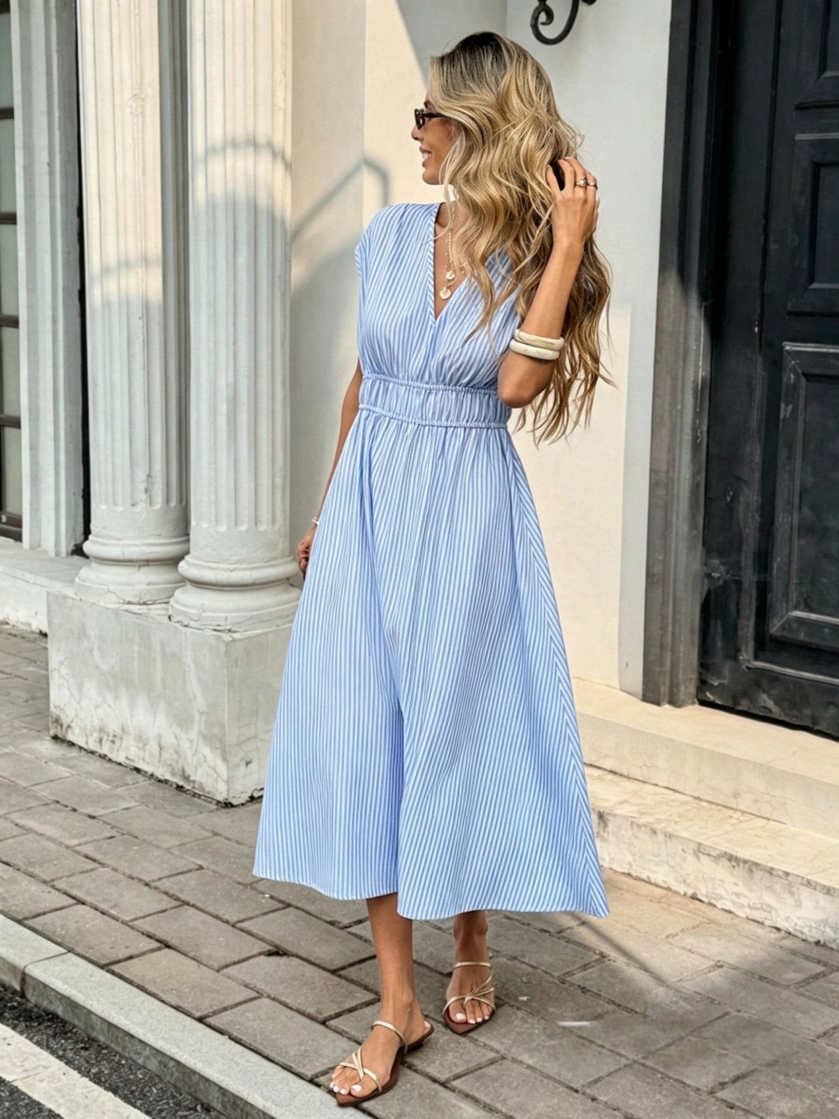 Kendall Striped Empire Maxi Dress