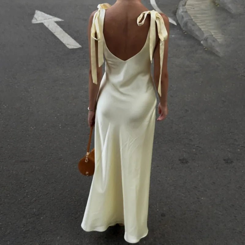 Kendall Satin Tie-Strap Maxi Dress