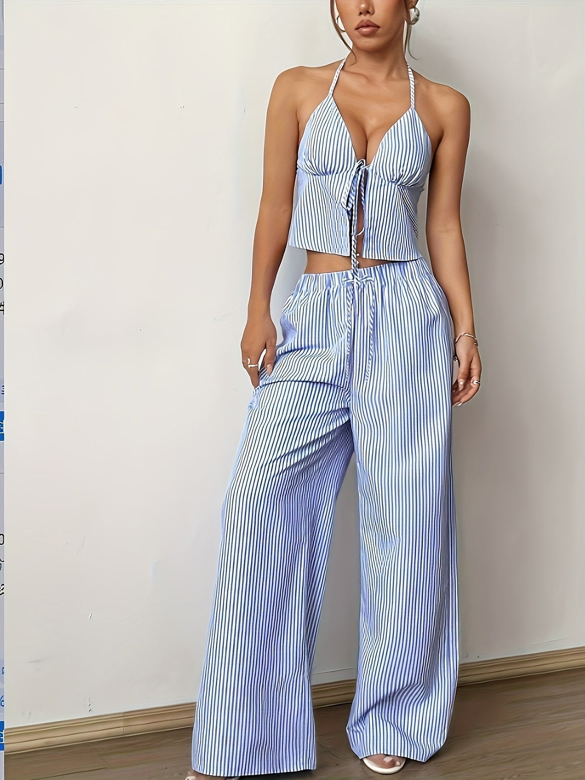 Kendall Striped Halter Top Set